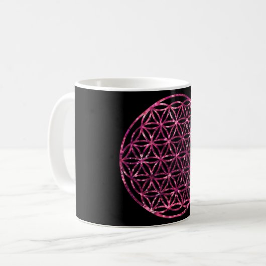 ピンクきらめく色の花 コーヒーマグカップ (正面左)