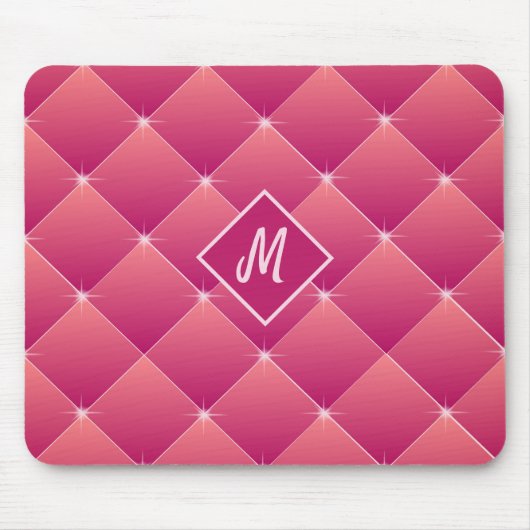 ピンクきらめく&パープルモノグラムの房 マウスパッド (正面)