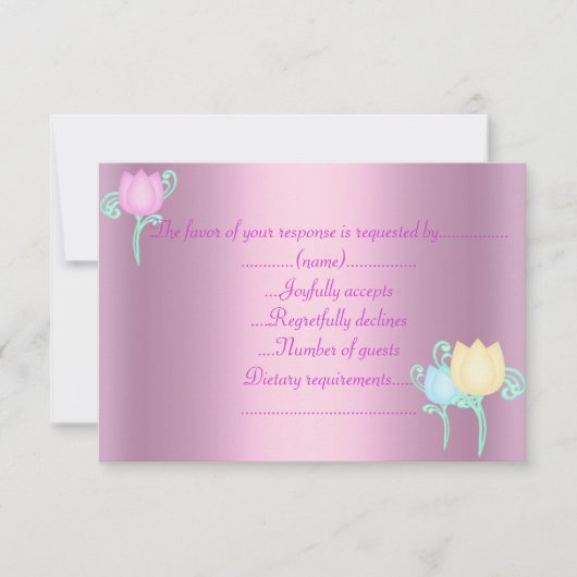 ピンクきらめくsweet sixteenパーティーrsvp 出欠カード (正面)