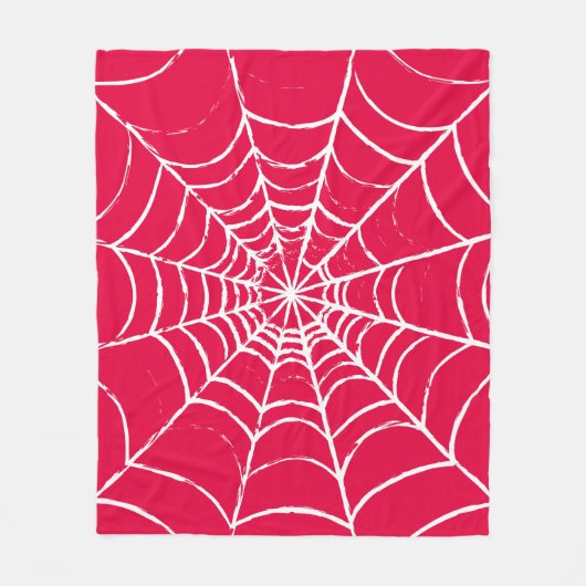ピンクくもの巣 フリースブランケット (正面)