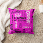 ピンクこうもりバー(ユダヤ教の)バル・ミツバーパーティーデコールメモリ記念 クッション (ブランケット)