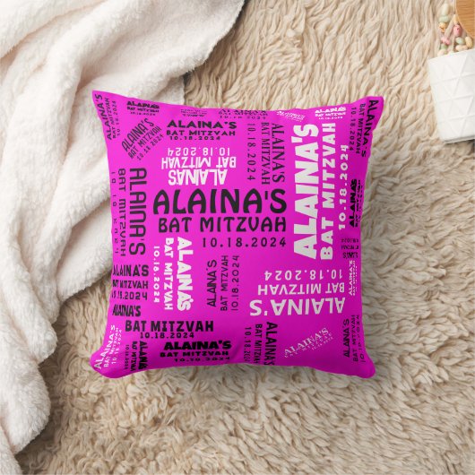 ピンクこうもりバー(ユダヤ教の)バル・ミツバーパーティーデコールメモリ記念 クッション (ブランケット)