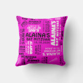 ピンクこうもりバー(ユダヤ教の)バル・ミツバーパーティーデコールメモリ記念 クッション (裏面)