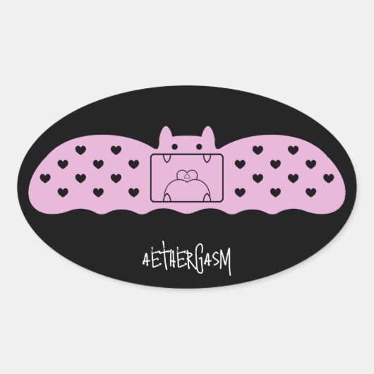 ピンクこうもり包帯バージョン1 楕円形シール (正面)