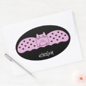 ピンクこうもり包帯バージョン1 楕円形シール (封筒)