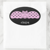 ピンクこうもり包帯バージョン1 楕円形シール (バッグ)