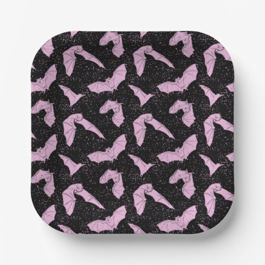 ピンクこうもり紙プレート ペーパープレート (正面)