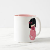 ピンクこけし人形-かわい日本のい芸者娘 ツートーンマグカップ (正面右)