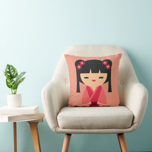 ピンクこけし日本の人形 クッション (椅子)
