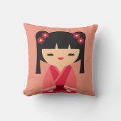 ピンクこけし日本の人形 クッション (正面)