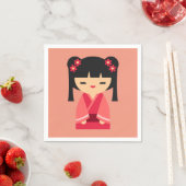 ピンクこけし日本の人形 スタンダードカクテルナプキン (インサイチュ)