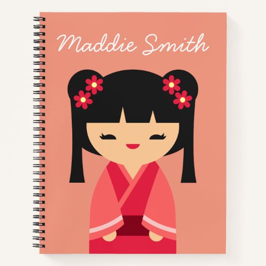 ピンクこけし日本の人形 ノートブック (正面)