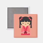 ピンクこけし日本の人形 マグネット (正面/裏面)