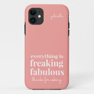 ピンクことわざおもしろい引用文皮肉タイポグラフィ iPhone 11 ケース