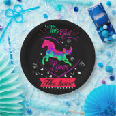 ピンクこの女の子は彼女の馬を愛している ペーパープレート (パーティー)