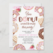 ピンクこの恋しく思パーティー誕生日 招待状 (正面)