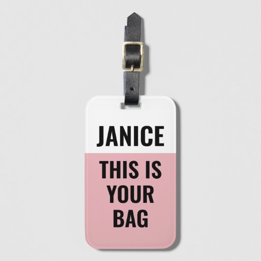 ピンクこれがあなたのバッグおもしろいことわざ ラゲッジタグ (正面縦)