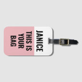 ピンクこれがあなたのバッグおもしろいことわざ ラゲッジタグ (正面横)