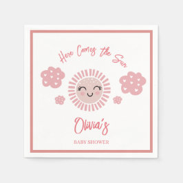 ピンクこ来この太陽の日照少女ベビーシャワー スタンダードカクテルナプキン
