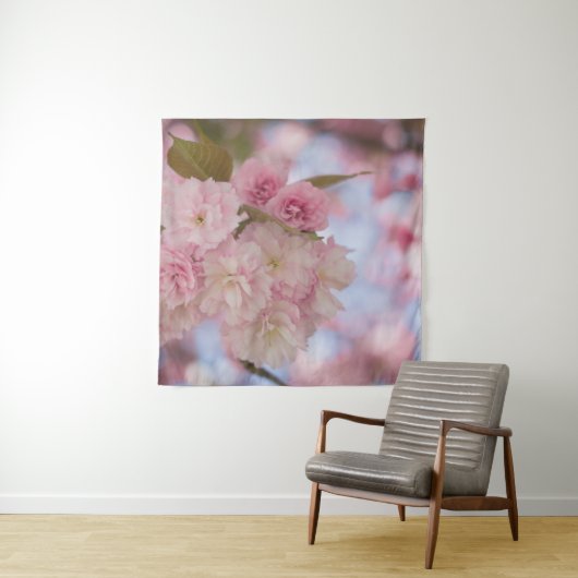 ピンクさくらんぼがクローズアップ写真で咲く タペストリー (インサイチュ)