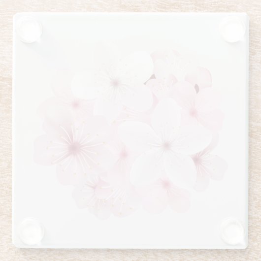 ピンクさくらんぼの木の花 ガラスコースター (裏面)