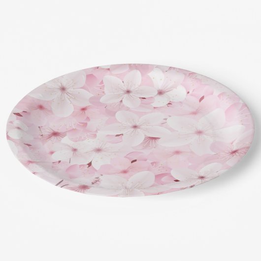 ピンクさくらんぼの木の花 ペーパープレート (アングル)