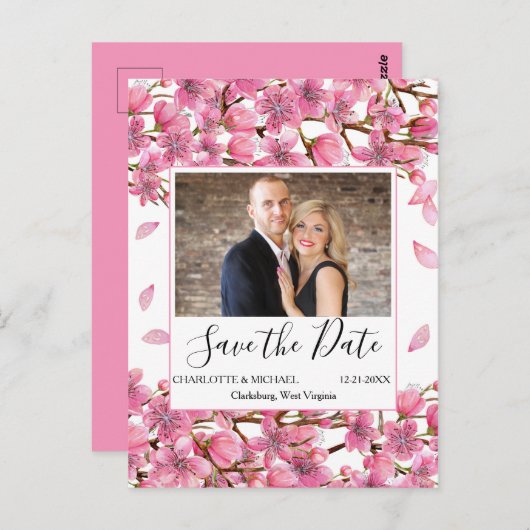 ピンクさくらんぼの花々がデートを救う ポストカード (正面/裏面)