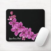 ピンクさくらんぼの花が黒 マウスパッド (マウス)