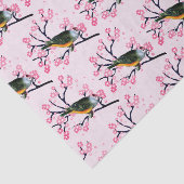 ピンクさくらんぼの花とソングバードの切り離し 薄葉紙 (詳細)