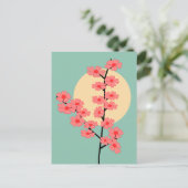 ピンクさくらんぼの花と太陽 ポストカード (スタンド正面)
