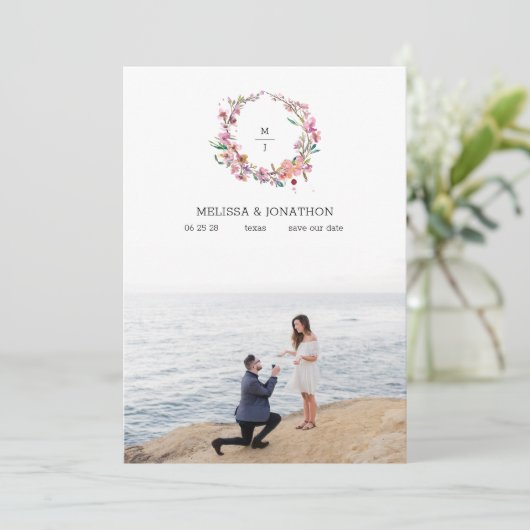 ピンクさくらんぼの花のフローラ画像の保存日付 セーブザデート (スタンド正面)