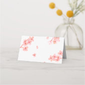 ピンクさくらんぼの花のプレイスホルダーカード プレイスカード (裏面)