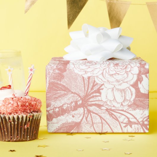 ピンクさくらんぼの花の枝の包装紙 ラッピングペーパー (誕生日パーティー)
