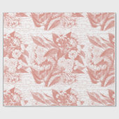 ピンクさくらんぼの花の枝の包装紙 ラッピングペーパー (フラット)