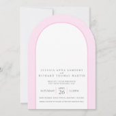 ピンクさくらんぼの花の水の色結婚写真のアーチ 招待状 (正面)