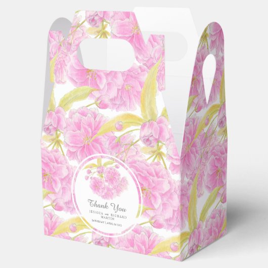 ピンクさくらんぼの花の水彩パターン（の模様が）あるカスタム フェイバーボックス (オープン)