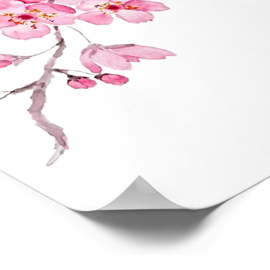 ピンクさくらんぼの花の水色2020 ポスター (角)