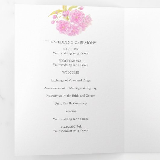 ピンクさくらんぼの花の水色 三つ折りプログラム (内部最初)