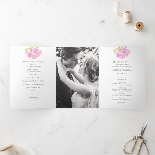 ピンクさくらんぼの花の水色 三つ折りプログラム (内部)