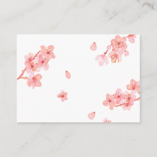 ピンクさくらんぼの花の赤ちゃんシャワーおむつラッフルカード エンクロージャーカード (裏面)