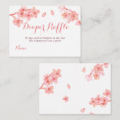 ピンクさくらんぼの花の赤ちゃんシャワーおむつラッフルカード エンクロージャーカード (正面/裏面)
