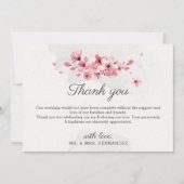 ピンクさくらんぼの花エレガントフローラシ結婚ック サンキューカード (正面)