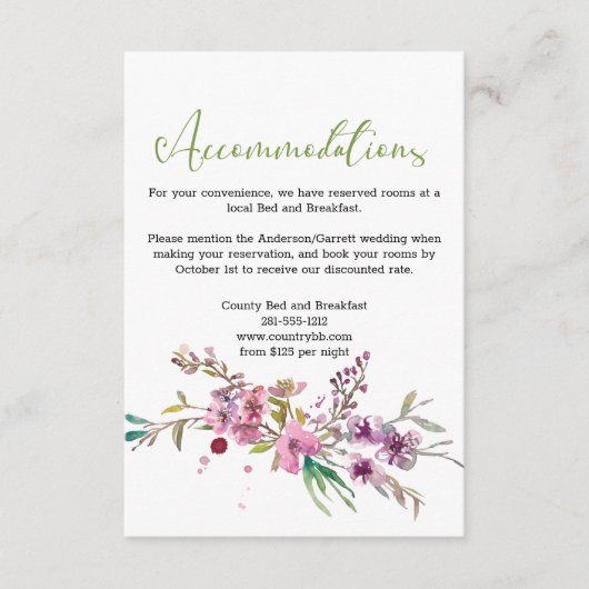 ピンクさくらんぼの花結婚のフローラのエンクロージャカード エンクロージャーカード (正面)