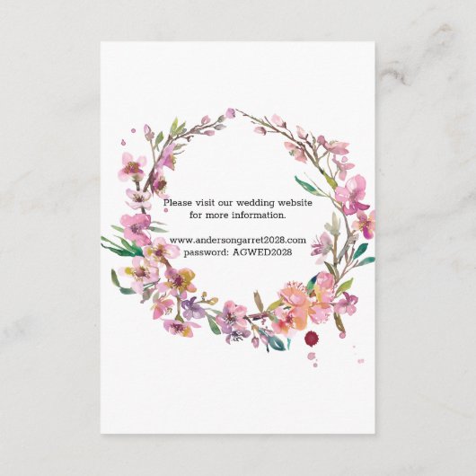 ピンクさくらんぼの花結婚のフローラのエンクロージャカード エンクロージャーカード (裏面)