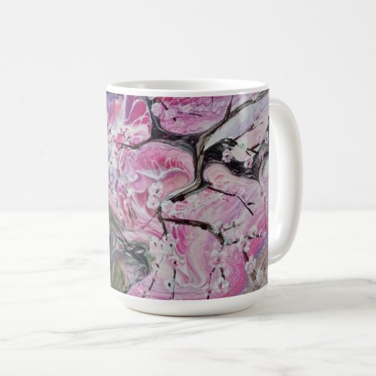 ピンクさくらんぼの花 コーヒーマグカップ (正面右)