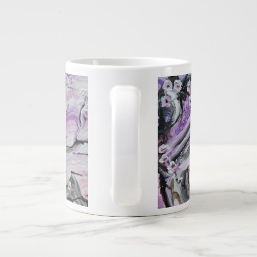 ピンクさくらんぼの花 ジャンボコーヒーマグカップ (裏面)