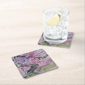 ピンクさくらんぼの花 スクエアペーパーコースター (インサイチュ)