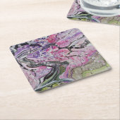 ピンクさくらんぼの花 スクエアペーパーコースター (アングル)