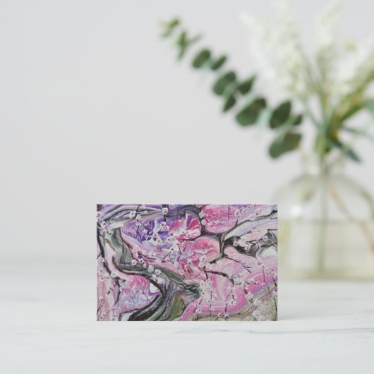 ピンクさくらんぼの花 名刺 (スタンド正面)