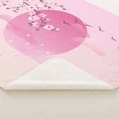 ピンクさくらんぼの花 |横日本の面図 シェルパブランケット (3/4)